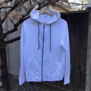 James Perse White Full Zip Hoodie Mens Size 1 Small Cotton Casual Sweatshirt